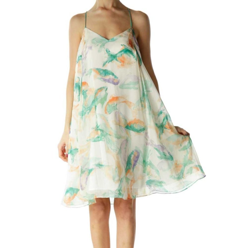 philosophy Beige Green Watercolor Day Dress